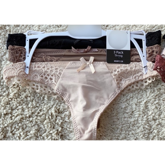 Lace Crochet Silky Thong Panty Set Neutral - Picture 5 of 10